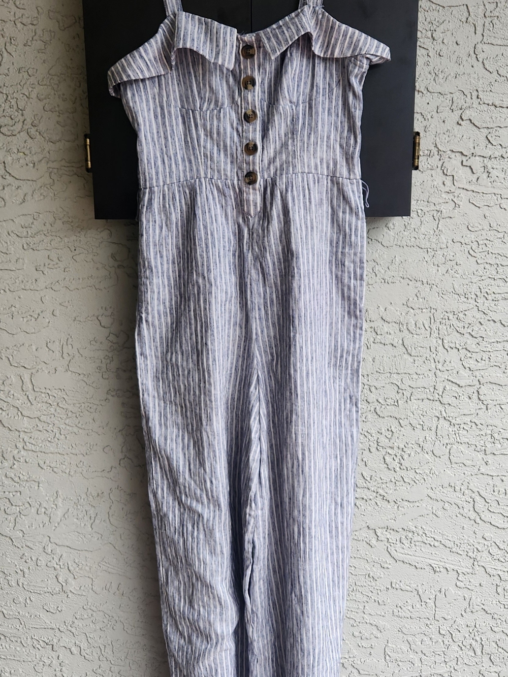 Women's American Eagle Outfitters Blue & White Stripe Jumpsuit Size 4 Wide Leg